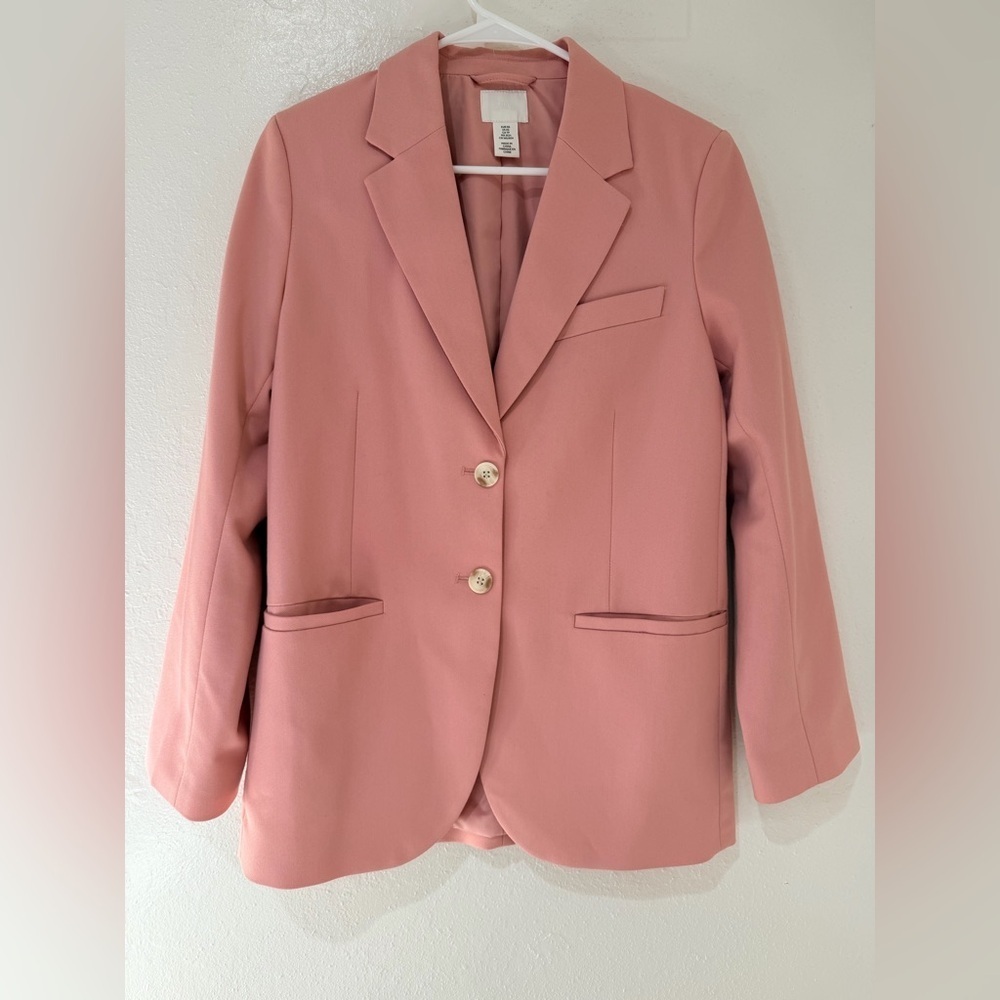 H&M Soft Pink Blush Suit Blazer Jacket Professional Business Casual size XS